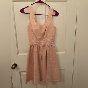 Lauren James Orange and White Seersucker Tie Back Dress